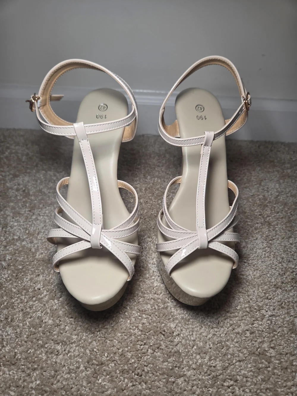 Strappy Platform High Heel Sandals - Nude
